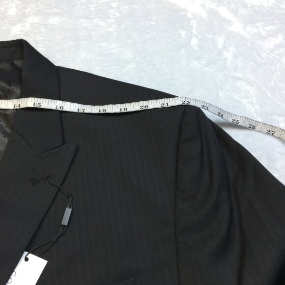 New! Michael Strahan Jacket Blazer Mens 56L Black Striped Wool Classic Fit - Picture 8 of 16